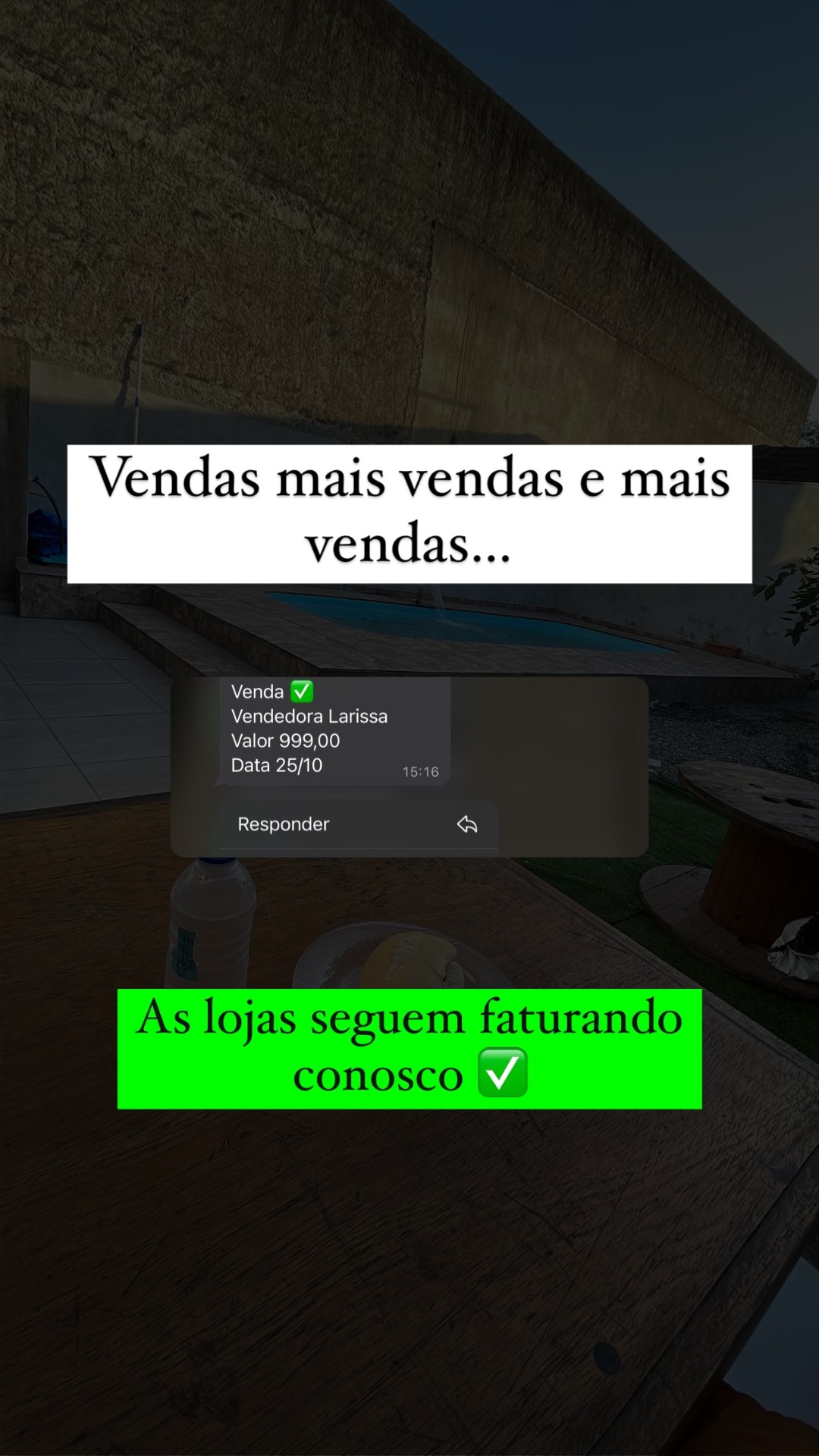 As lojas seguem faturando conosco — venda de R$ 999,00